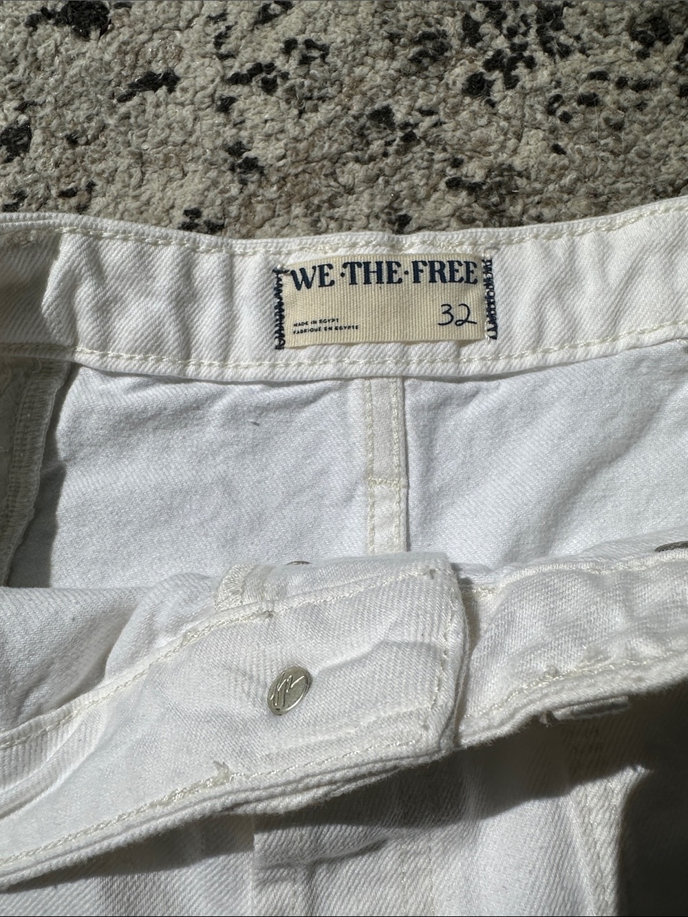 Free People White Rolled-Hem Denim Shorts - Picture 4 of 7